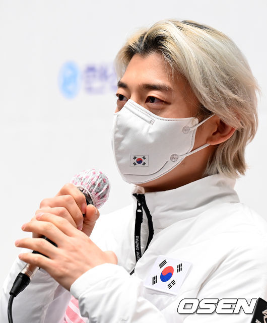 쇼트트랙 곽윤기가 질문에 답을 하고 있다. 2022.01.05 /jpnews@osen.co.kr