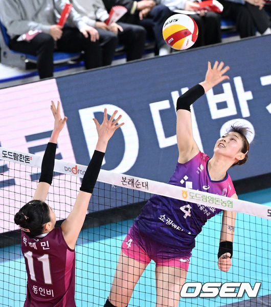 7일 오후 대전 충무체육관에서 프로배구 도드람 2021-2022 V리그 여자부 KGC인삼공사와 흥국생명의 경기가 열렸다.1세트 흥국생명 이주아가 공격을 시도하고 있다. 2022.01.07 /sunday@osen.co.kr