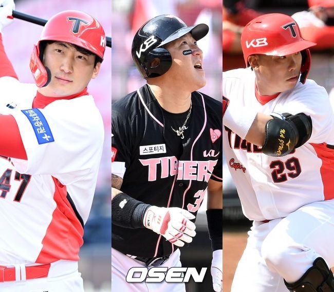 KIA 타이거즈 나성범(왼쪽부터), 최형우, 나지완. / OSEN DB
