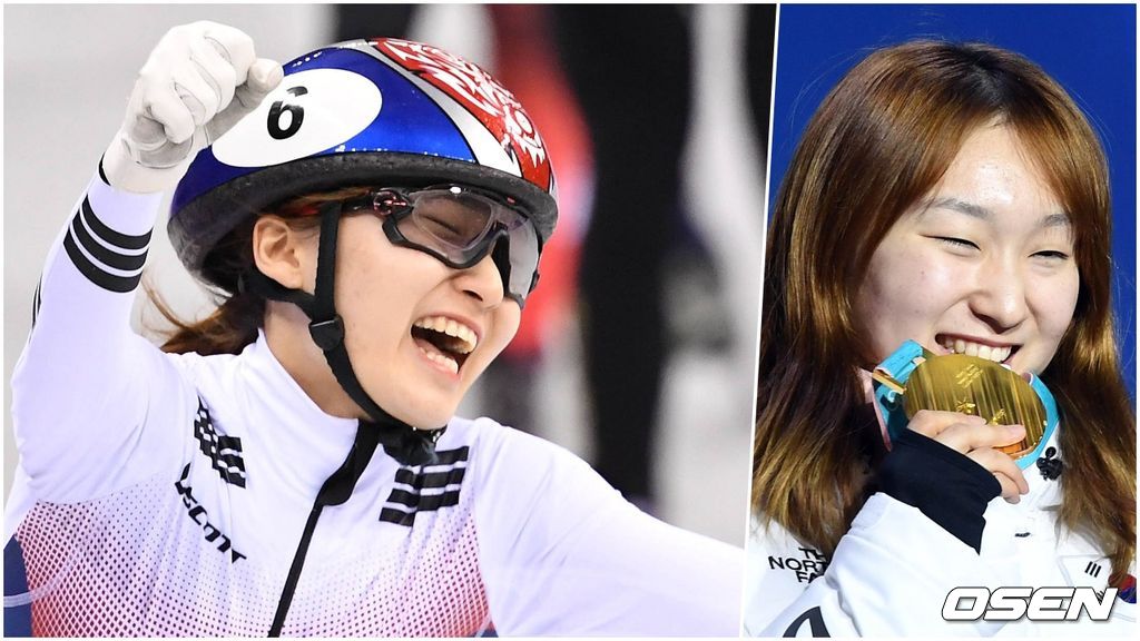강릉 아이스아레나에서 진행된 2018 평창 동계올림픽 쇼트트랙 여자 1,500m 결승전에서 금메달을 획득한 최민정이 환호하고 있다. 2018.02.17 / rumi@osen.co.kr