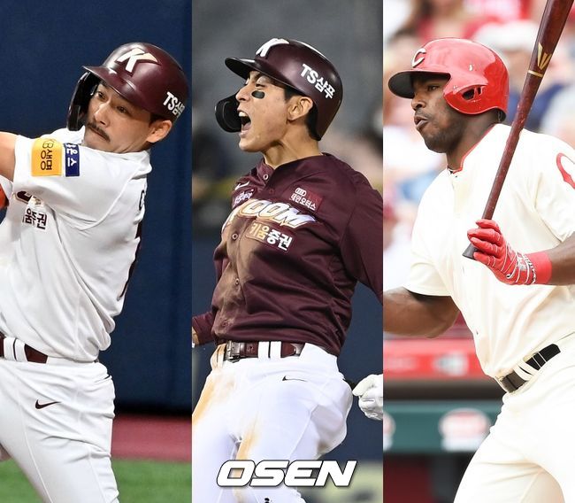 키움 히어로즈 이용규(왼쪽부터), 이정후, 야시엘 푸이그. /OSEN DB