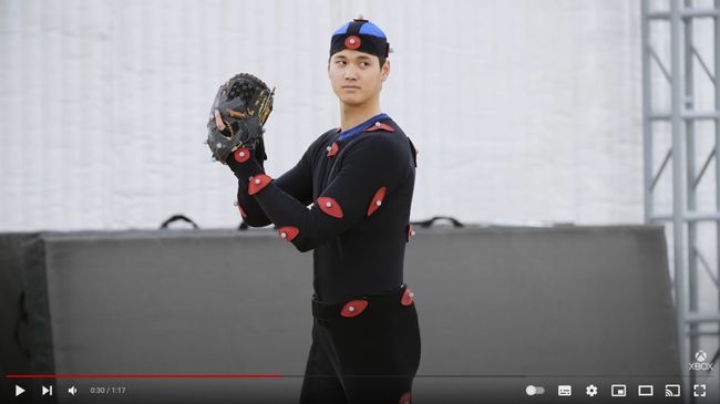 [사진] 비디오 게임 제작을 위해 준비 중인 오타니 쇼헤이. <Xbox 공식 유튜브 캡처>
