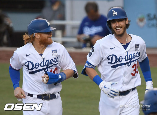 [사진] 저스틴 터너(왼쪽)와 코디 벨린저. ⓒGettyimages(무단전재 및 재배포 금지)