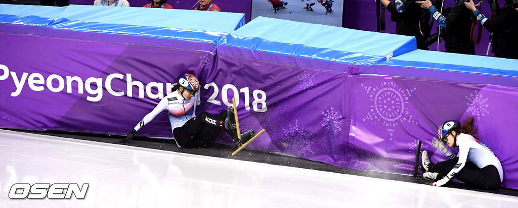 최민정과 심석희가 충돌하며 넘어지고 있다. 2018.02.22 /rumi@osen.co.kr