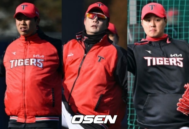 KIA 타이거즈 유승철, 한승혁, 윤중현.(왼쪽부터)/OSEN DB