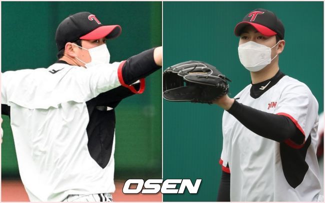 함덕주(왼쪽)-백승현. /OSEN DB