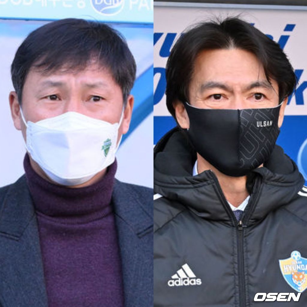 [사진] 김상식 감독(왼쪽)과 홍명보 감독 / OSEN DB.