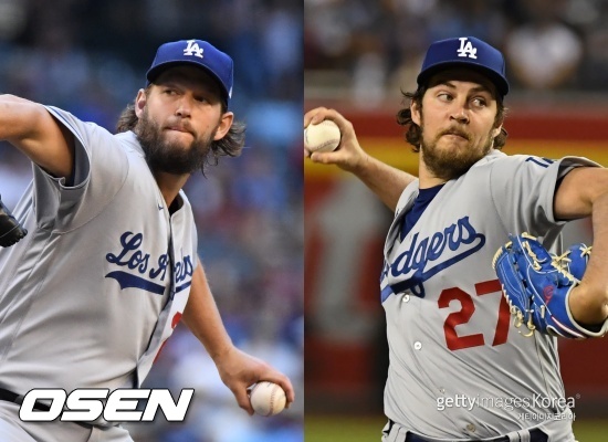 [사진] 클레이튼 커쇼(좌)와 트레버 바우어 ⓒGettyimages(무단전재 및 재배포 금지)