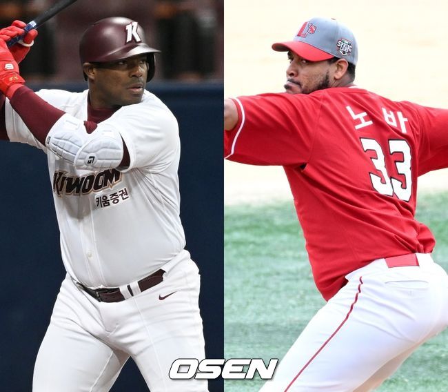 키움 히어로즈 야시엘 푸이그(왼쪽), SSG 랜더스 이반 노바. /OSEN DB