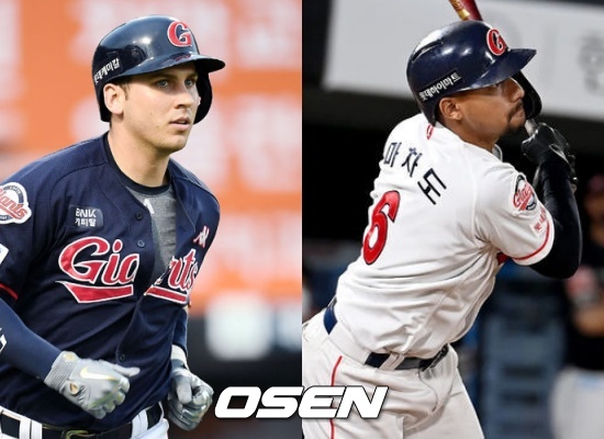 롯데 자이언츠 시절 앤디 번즈(좌)와 딕슨 마차도 / OSEN DB