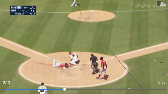 자렌 듀란은 28일 미네소타전에서 중견수 뜬공 때 태그업으로 2루에서 홈까지 달려 득점에 성공했다. /MLB.com 홈페이지