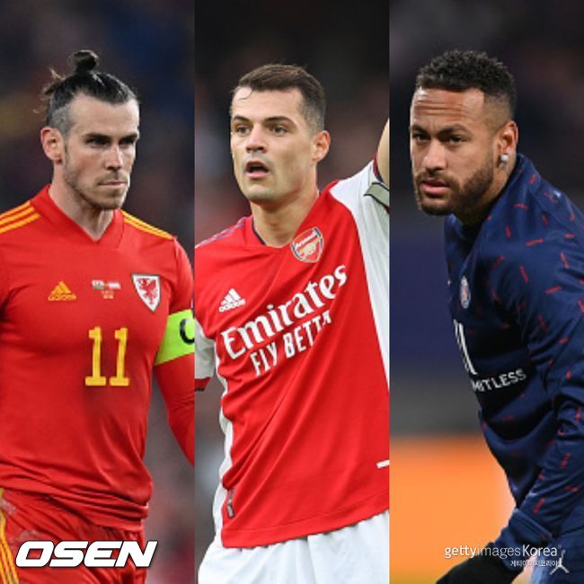 [사진] 왼쪽부터 가레스 베일, 그라니트 자카, 네이마르 / ⓒGettyimages(무단전재 및 재배포 금지)
