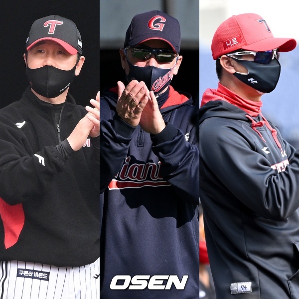 LG 류지현 감독-롯데 래리 서튼 감독-KIA 김종국 감독(왼쪽부터) / OSEN DB