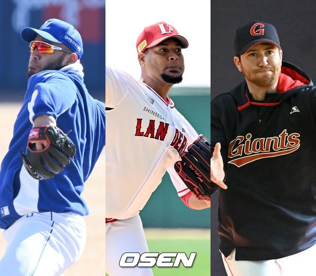 삼성 수아레즈(왼쪽부터), SSG 노바, 롯데 반즈. /OSEN DB