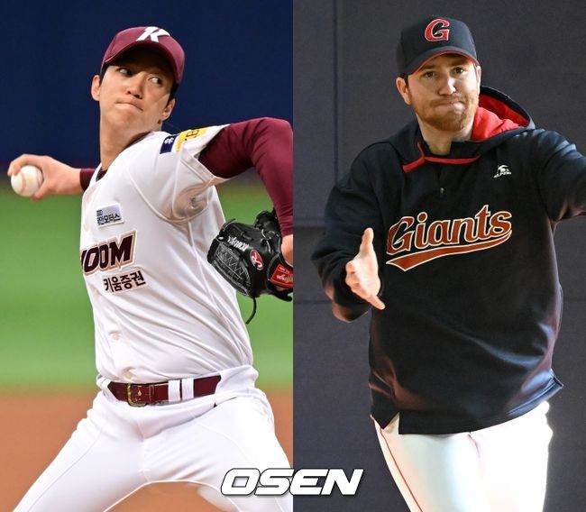 키움 히어로즈 안우진(왼쪽), 롯데 자이언츠 반즈. /OSEN DB