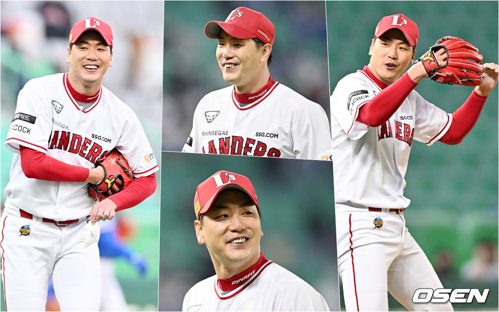 경기 중 SSG 선발 김광현이 환하게 미소짓고 있다. 2022.04.15 /rumi@osen.co.kr