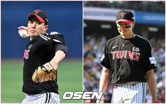 LG 투수 임찬규(왼쪽)와 이민호. /OSEN DB