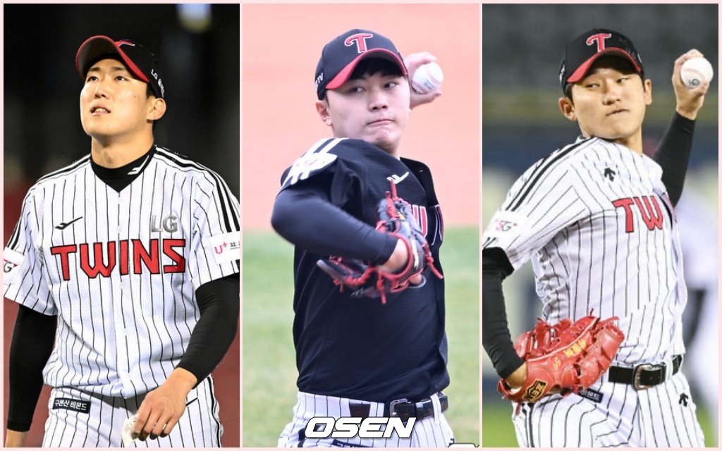 LG 신예 좌완 트리오, 손주영-김윤식-임준형(왼쪽부터). /OSEN DB