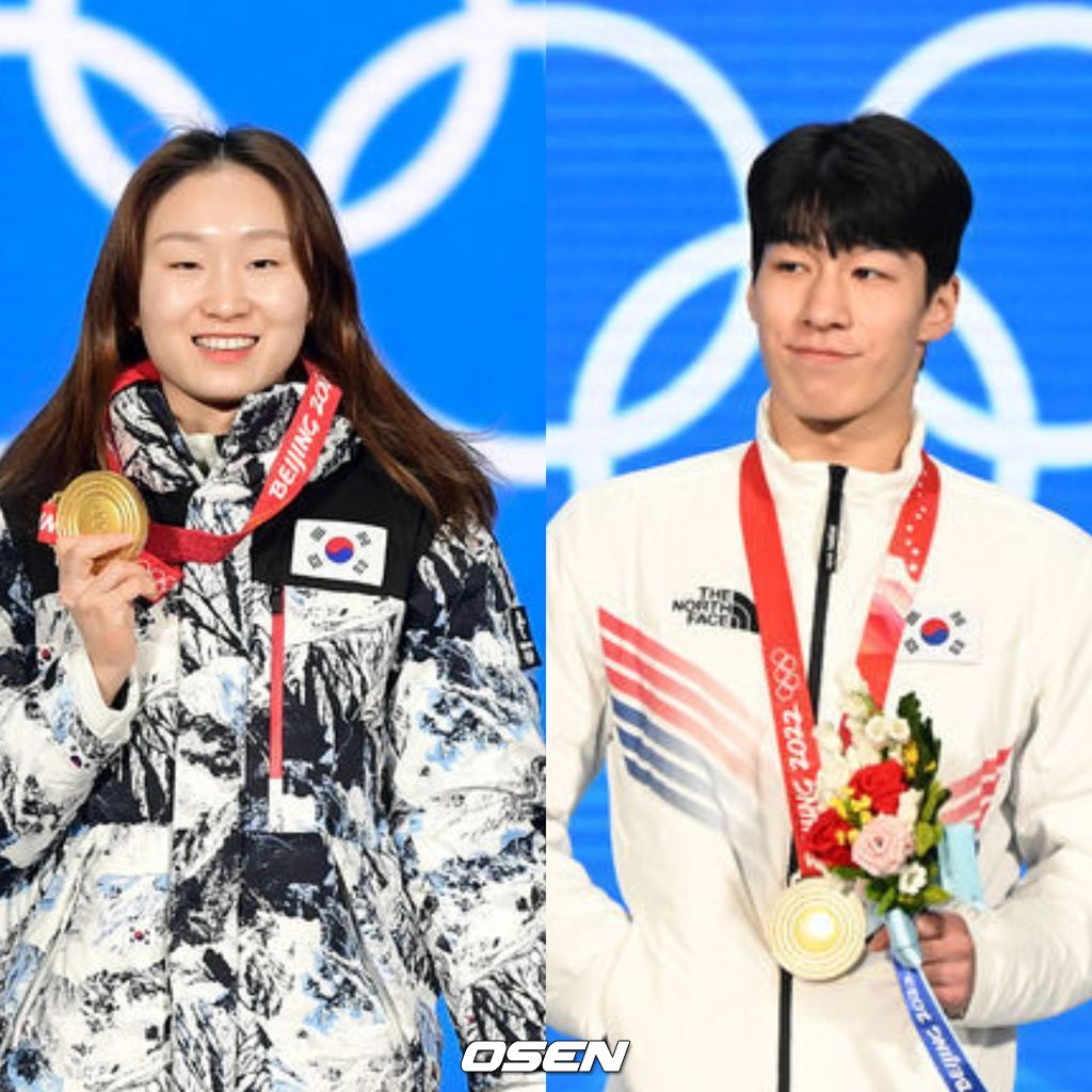 [사진] 최민정과 황대헌 / OSEN DB.