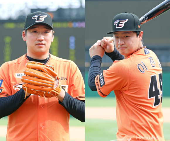 한화 이민우-이진영 /한화 이글스 제공