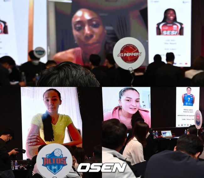 페퍼저축은행 니아 리드(위쪽), IBK기업은행 아나스타시야 구르바노바(왼쪽), 한국도로공사 카타리나 요비치. /OSEN DB