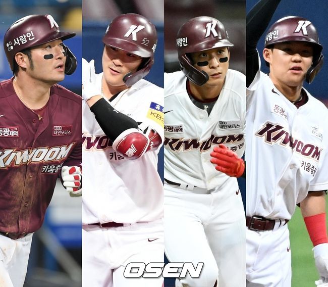 키움 히어로즈 시절 박병호(왼쪽부터), 김하성, 이정후, 박찬혁. /OSEN DB