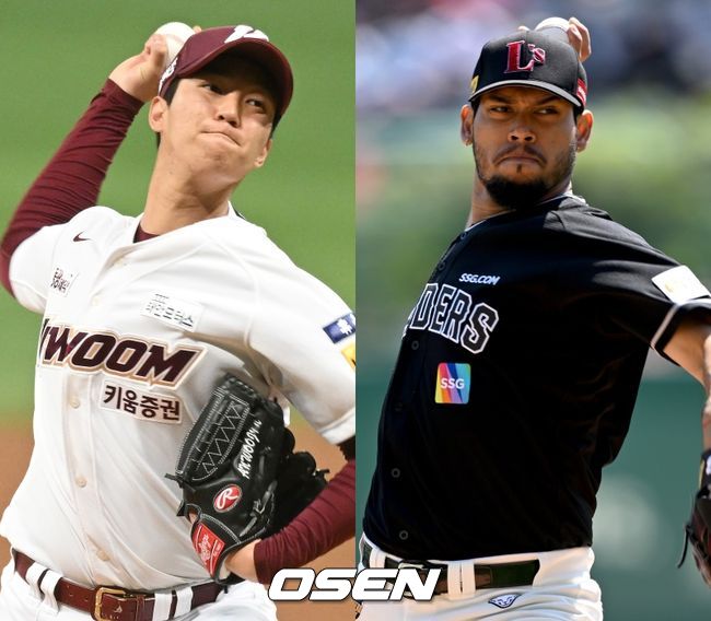 키움 히어로즈 안우진(왼쪽), SSG 랜더스 윌머 폰트. /OSEN DB