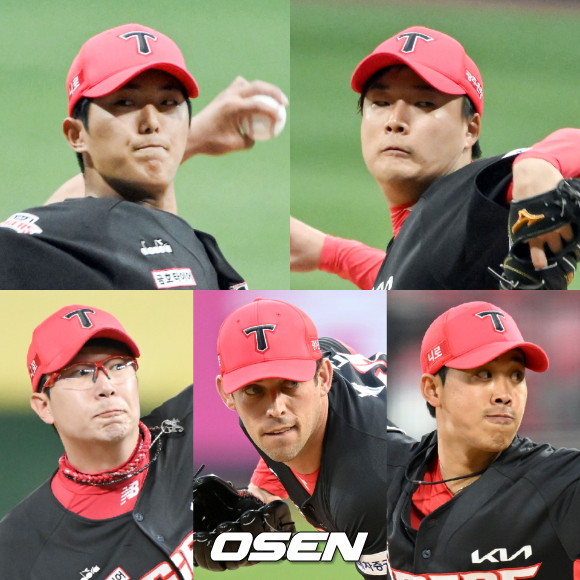 12경기 연속 QS를 합작한 KIA 이의리, 한승혁, 임기영, 션 놀린, 양현종(왼쪽 위부터 시계 방향으로) /OSEN DB