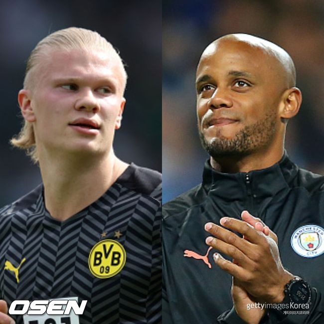 [사진] 엘링 홀란드(왼쪽)과 빈센트 콤파니 / ⓒGettyimages(무단전재 및 재배포 금지)