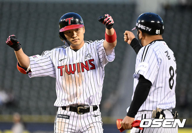 2회말 2사 만루에서 LG 박해민이 선제 2타점 적시타를 날리고 기뻐하고 있다. 2022.05.11 /jpnews@osen.co.kr