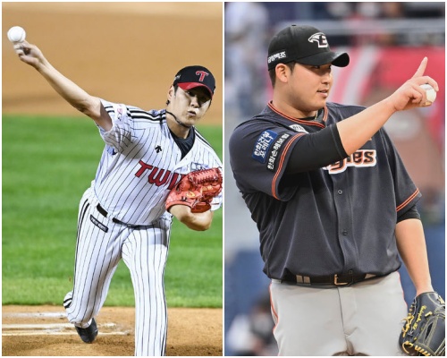 LG 배재준(좌), 한화 김민우(우) / OSEN DB