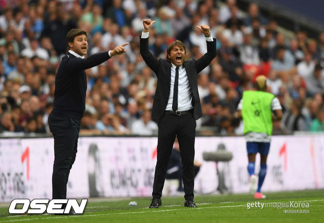 during the Premier League match between Tottenham Hotspur and Chelsea at Wembley Stadium on August 20, 2017 in London, England.