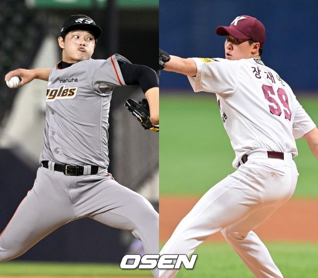 한화 이글스 문동주(왼쪽), 키움 히어로즈 장재영. /OSEN DB