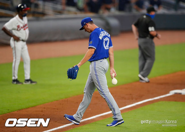 [사진] 제이콥 웨그스펙이 마운드에서 몸만 풀고 내려갔다. ⓒGettyimages(무단전재 및 재배포 금지)