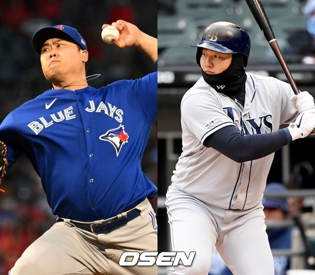 토론토 블루제이스 류현진(왼쪽), 탬파베이 레이스 최지만. /OSEN DB