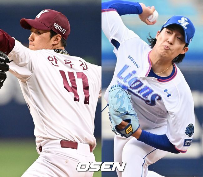 키움 히어로즈 안우진(왼쪽), 삼성 라이온즈 원태인. /OSEN DB