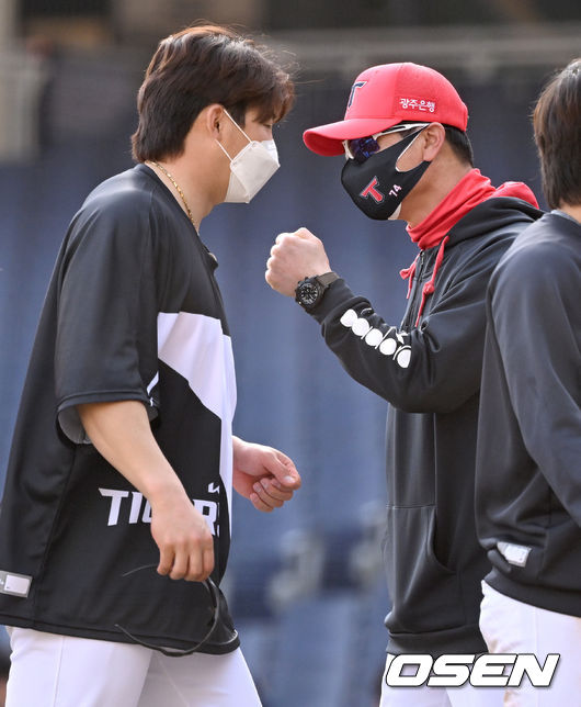 KIA 나성범(좌)과 김종국 감독 / OSEN DB