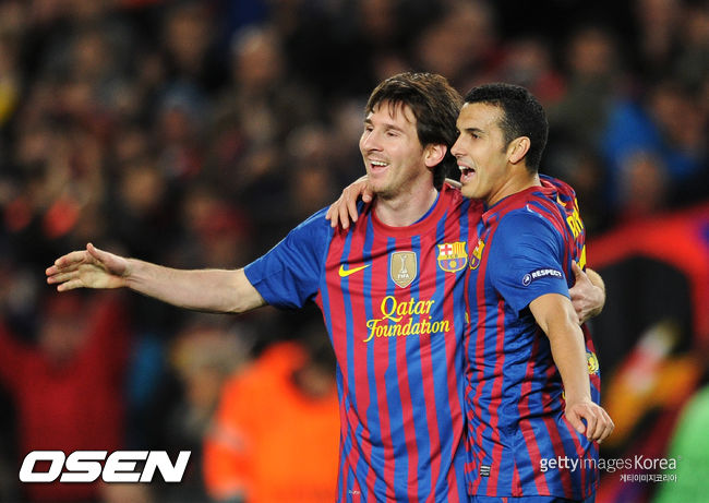 [사진] 지난 2012년 레버쿠젠을 꺾고 기뻐하는 리오넬 메시와 페드리 / ⓒGettyimages(무단전재 및 재배포 금지)