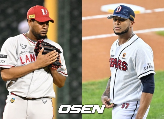 SSG 이반 노바(좌)와 두산 아리엘 미란다 / OSEN DB