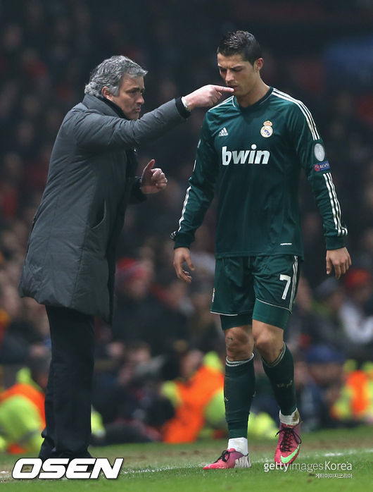 during the UEFA Champions League Round of 16 Second leg match between Manchester United and Real Madrid at Old Trafford on March 5, 2013 in Manchester, United Kingdom.