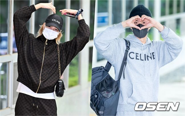 [OSEN=김포공항, 민경훈 기자] 가수 블랙핑크 (BLACKPINK) 리사 (LISA)와 배우 박보검이 셀린느(CELINE) 남성 여름 2023 패션쇼 일정을 마치고 28일 오후 서울김포비즈니스항공센터(SGBAC)를 통해 프랑스 파리에서 귀국했다.블랙핑크 리사와 배우 박보검 출국장을 나와 차로 향하며 포즈를 취하고 있다. 2022.06.28 /rumi@osen.co.kr