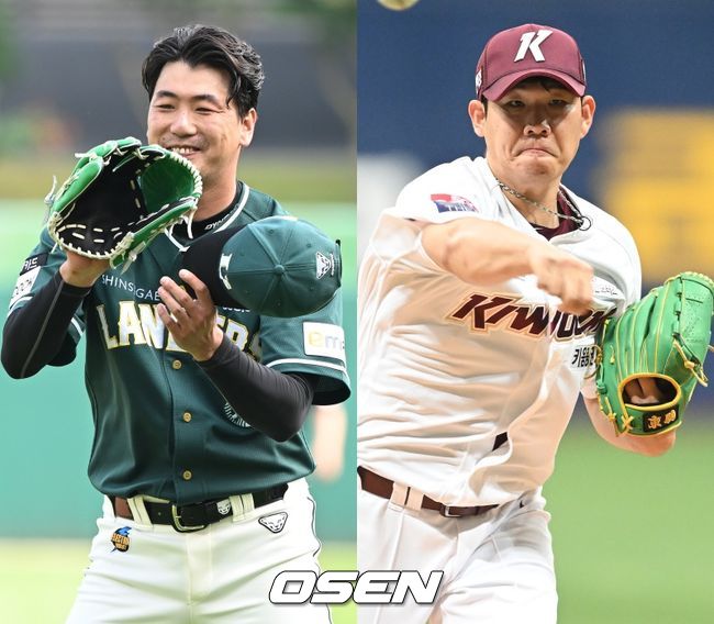 SSG 랜더스 김광현(왼쪽), 키움 히어로즈 정찬헌. /OSEN DB 