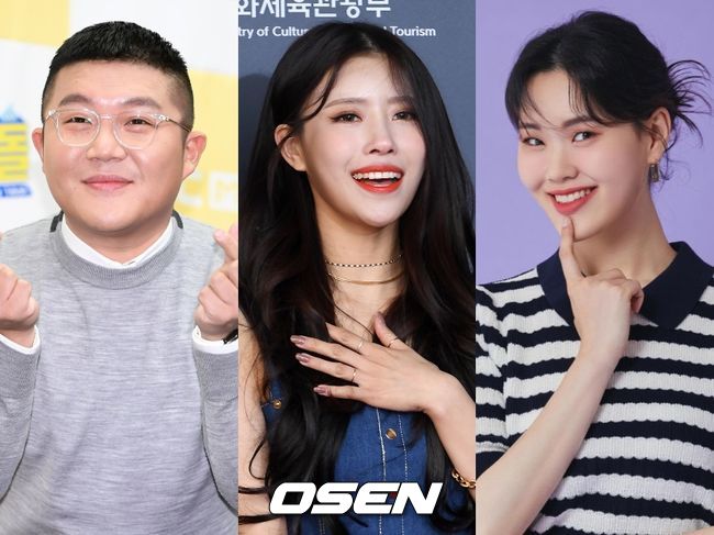 [사진=OSEN DB] 코미디언 조세호(왼쪽부터)와 러블리즈 이미주, 코미디언 엄지윤이 '썸핑'에 MC로 출연한다.