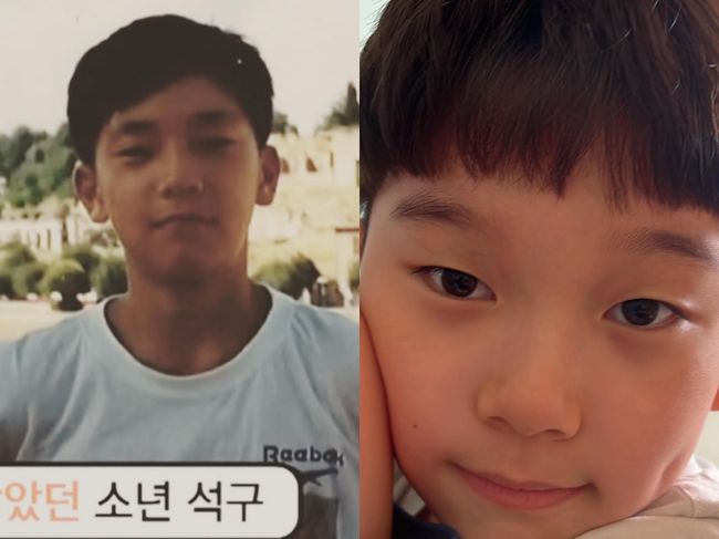 [사진=김송 SNS] 가수 김송이 공개한 어린 시절 손석구(왼쪽)와 아들 강선(오른쪽)의 모습이다.