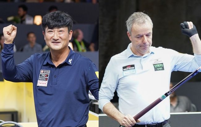[사진]이충복(왼쪽)과 딕 야스퍼스 /대한당구연맹 제공