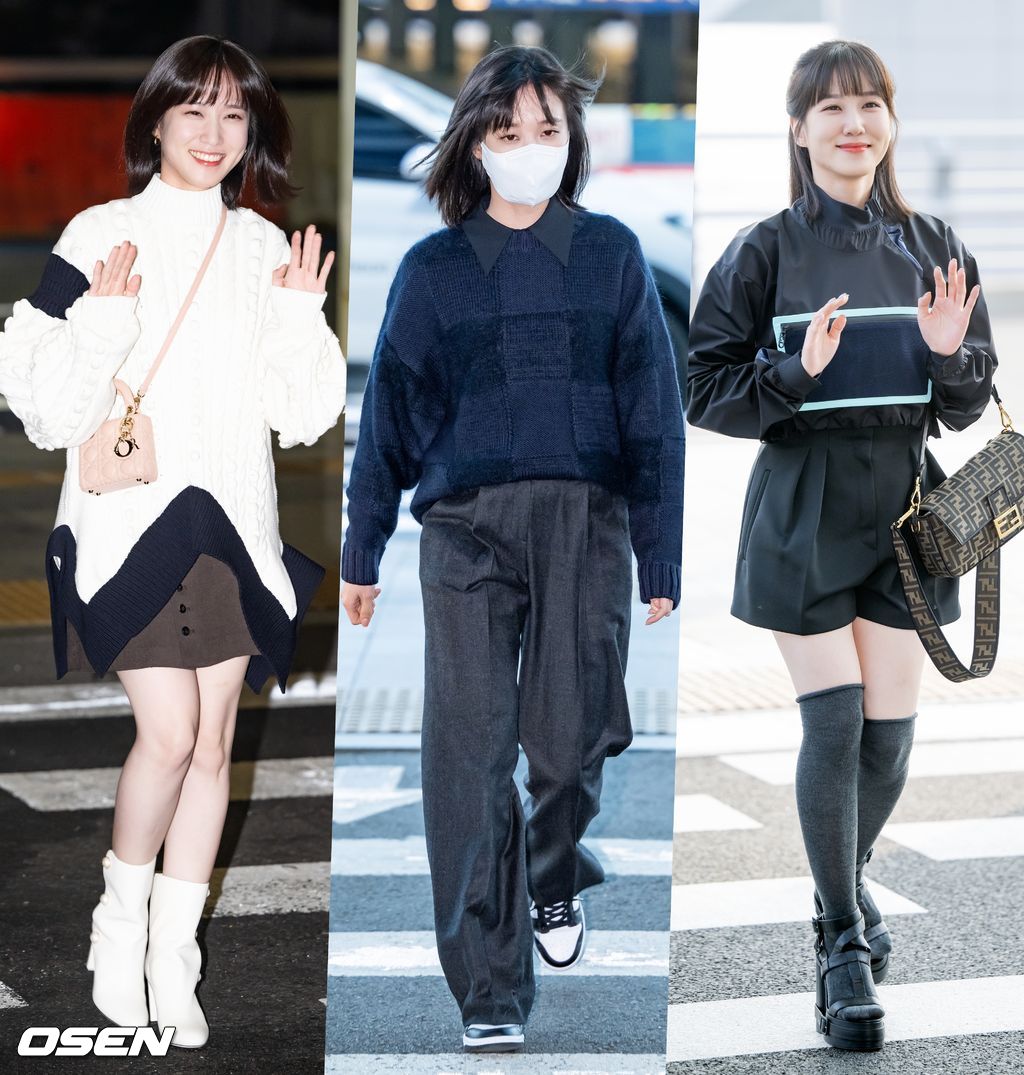 22년 10월 22일 이태원 참사 이전 박은빈 팬미팅 출국길 (좌), 22년 11월 04일 이태원 참사 애도기간 중 박은빈 팬미팅 출국길 (중), 22년 11월 10일 이태원 참사 애도기간 이후 박은빈 팬미팅 출국길 (우) / rumi@osen.co.kr