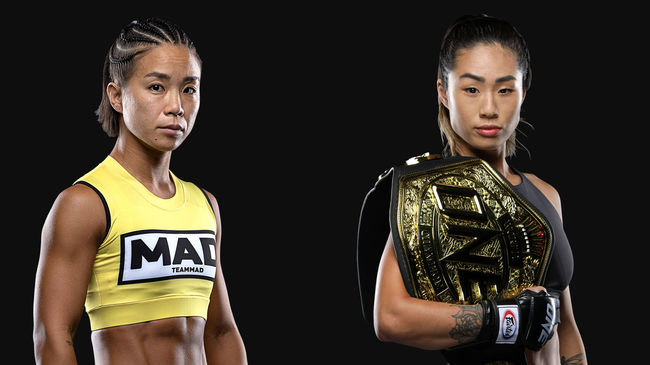[사진] 원챔피언십 여자종합격투기 아톰급 2위 함서희(왼쪽), 챔피언 안젤라 리 / ONE Championship 제공