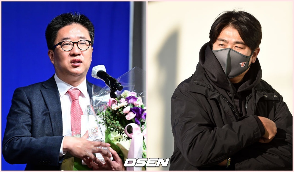 류선규 전 SSG 단장(왼쪽)과 정민철 전 한화 단장. /OSEN DB