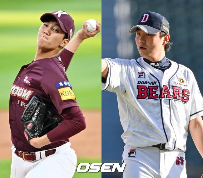 키움 히어로즈 안우진(왼쪽), 두산 베어스 정철원. /OSEN DB