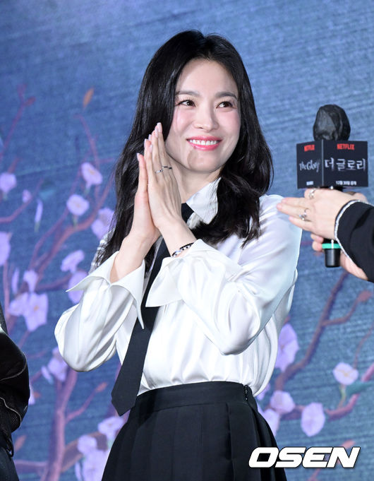 배우 송혜교가 간담회를 하며 즐거워하고 있다. 2022.12.20 /jpnews@osen.co.kr